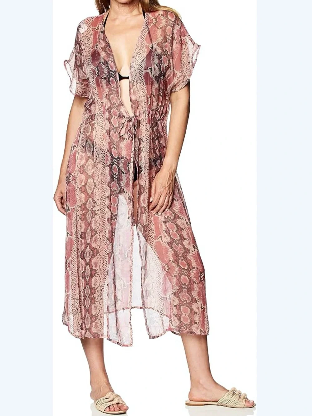 BETSEY JOHNSON Pink Snake Bite Tie Front Duster